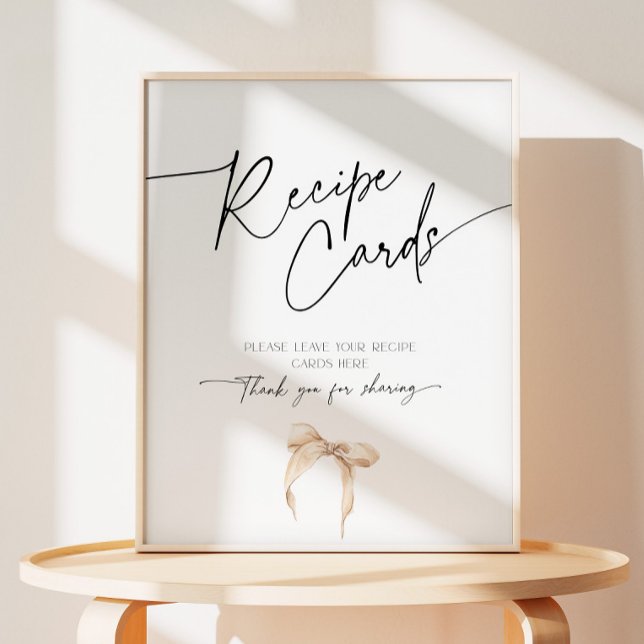 Signe De Table Recette Carte Beige Bow Fête des mariées Jouer le  (Créateur téléchargé)