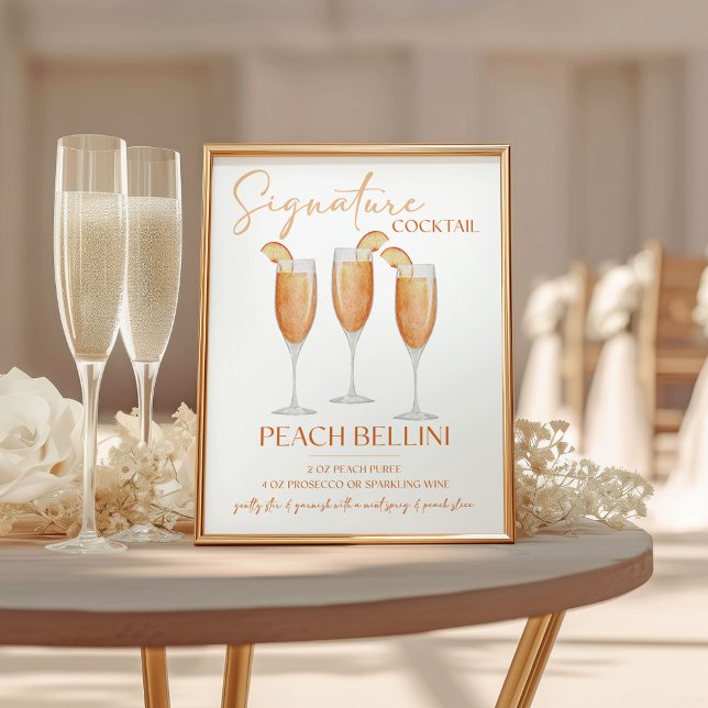 Signe De Table Recette de cocktail signature Peach Bellini (Créateur téléchargé)
