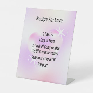 Signe De Table Recette pour l'amour Afficher pour mariage ou fian