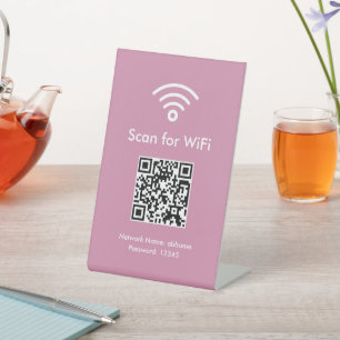 Signe De Table Recherche rose pour WiFi Code QR personnalisé prof