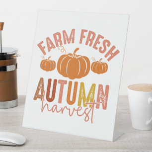 Signe De Table Récolte d'automne fraîche de la ferme