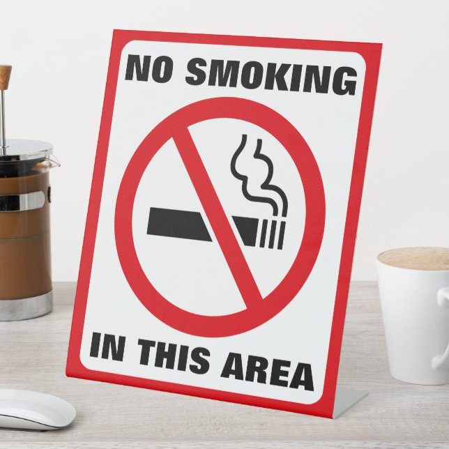 Signe De Table Red and White No Smoking (In SItu)