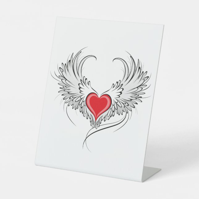 Signe De Table Red Angel Coeur avec ailes (Recto)