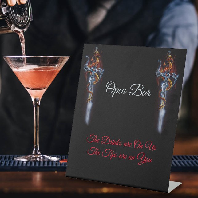 Signe De Table Red Dragon Sword Open Bar (Créateur téléchargé)