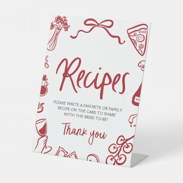 Signe De Table Red That's Amore Whimsical Italian Recipes Shower (Recto)