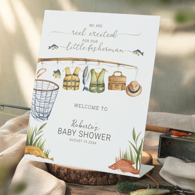 Signe De Table Reel Excité pour notre petit Baby shower pêcheur (Créateur téléchargé)