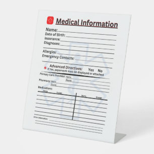 Signe De Table Réfrigérateur d'urgence d'information Médicale