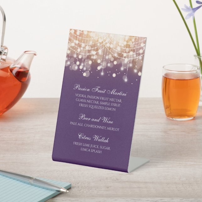 Signe De Table Regal Purple et Gold Bokeh lumières (In SItu)