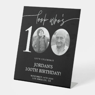 Signe De Table Regardez qui a 100 ans Noir 100e anniversaire