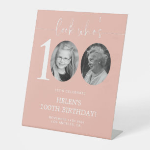 Signe De Table Regardez qui a 100 ans   Pink 100e anniversaire Bi
