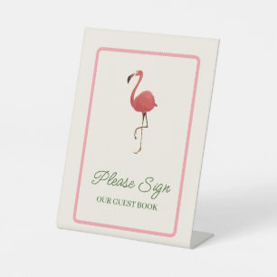 Signe De Table Registre des invités de la plage côtière Flamingo