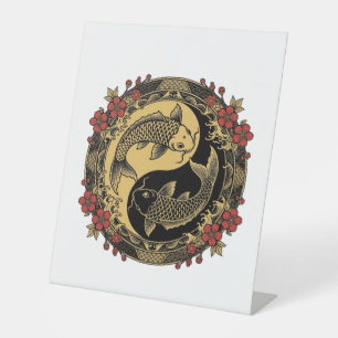 Signe De Table Relief Rond Ornemental de Dragon Impérial Chinois