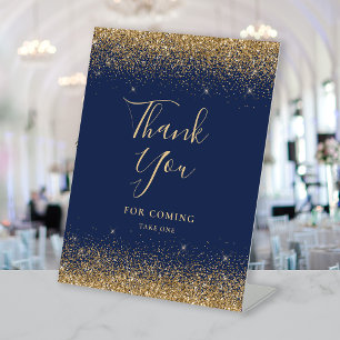 Signe De Table Remerciement de mariage élégant bleu marine or pai
