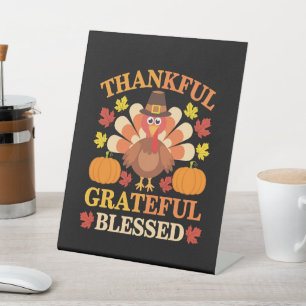 Signe De Table Remerciements à la Turquie béni Thanksgiving