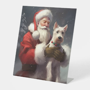 Signe De Table Renard Terrier à poil dur Père Noël Noël Fête