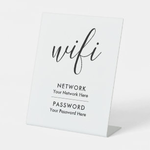 Signe De Table Réseau Wi-Fi et mot de passe Business Retail
