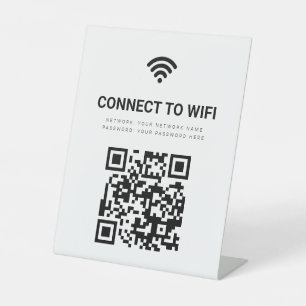 Signe De Table Réseau Wi-Fi professionnel QR Code Blanc Moderne