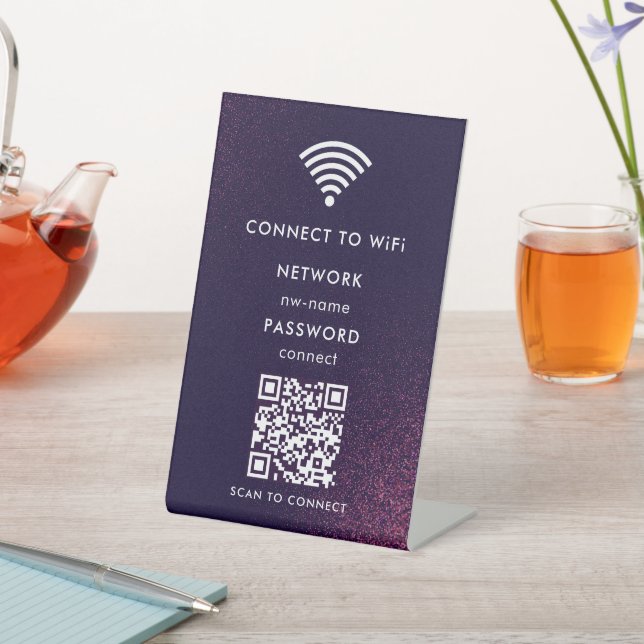 Signe De Table Réseau WiFi | Analyser le code QR pour se connecte (In SItu)