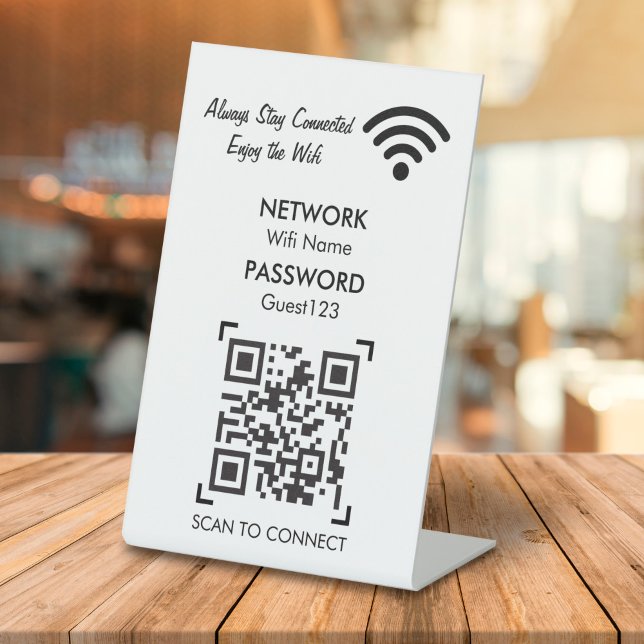 Signe De Table Réseau Wifi Avec Code QR Texte Personnalisé Pour L (Créateur téléchargé)
