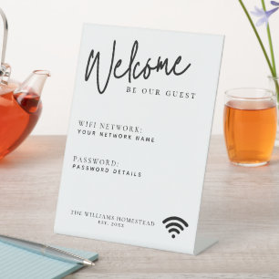 Signe De Table Réseau Wifi Moderne Mot de passe Informations clie