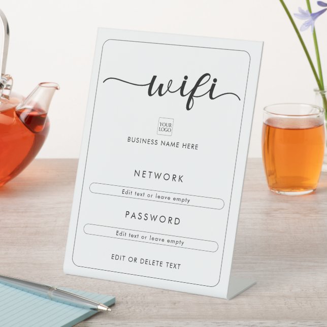 Signe De Table Réseau Wifi Mot de passe Logo Business Café Café (In SItu)