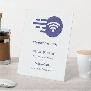 Signe De Table Réseau Wifi Personnalisé Connexion Blanc Moderne