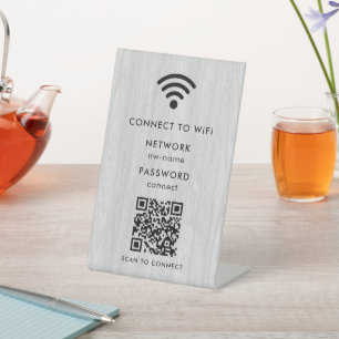 Signe De Table Réseau WiFi Scannez le code QR pour vous connect