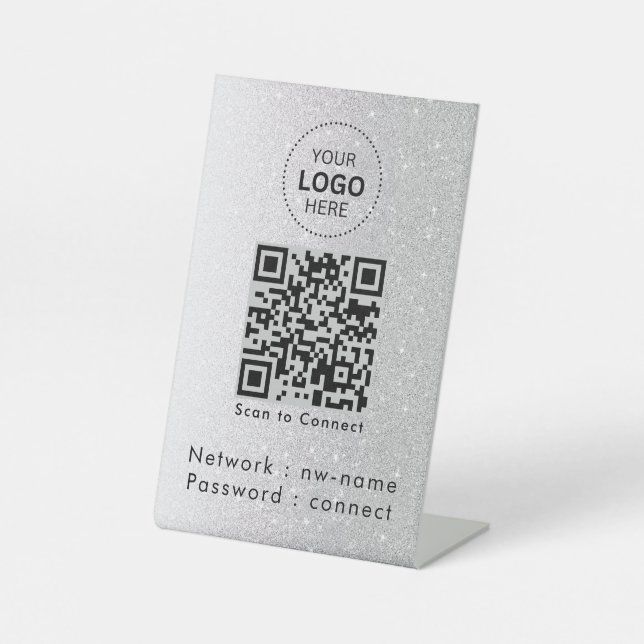 Signe De Table Réseau WiFi | Scannez le code QR pour vous connect (Recto)