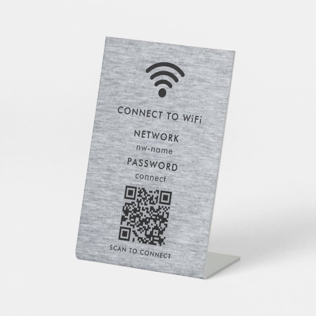 Signe De Table Réseau WiFi | Scannez le code QR pour vous connect (Recto)