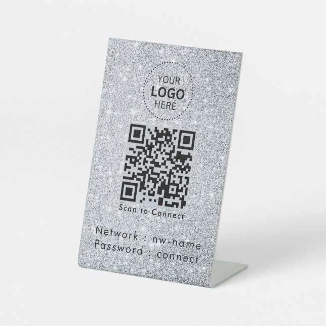 Signe De Table Réseau WiFi | Scannez le code QR pour vous connect (Recto)