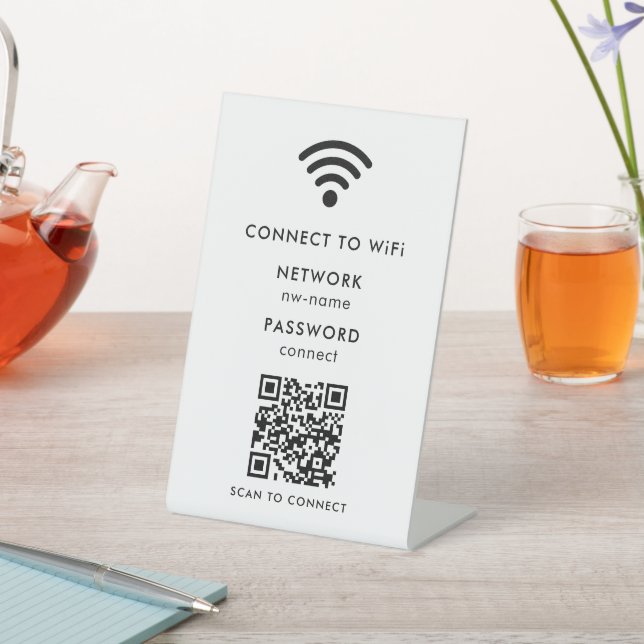 Signe De Table Réseau WiFi | Scannez le code QR pour vous connect (In SItu)