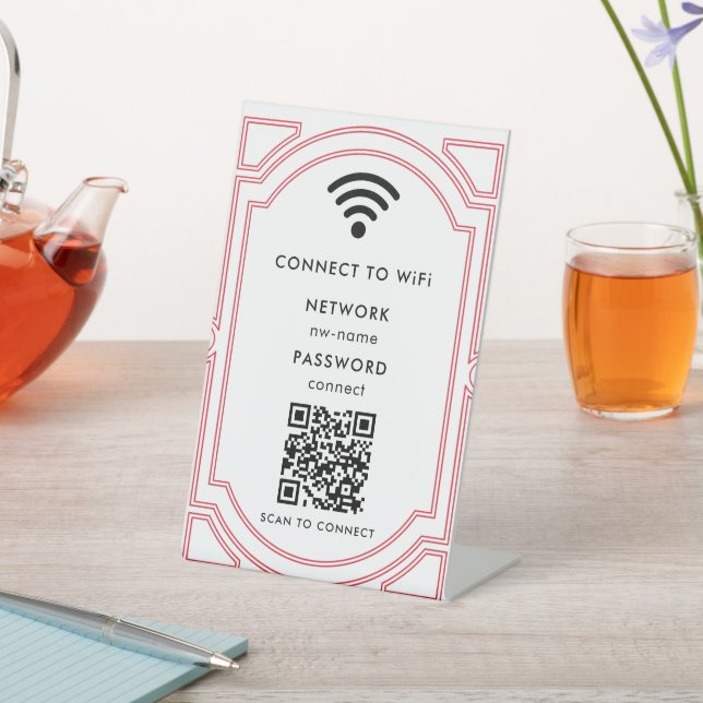Signe De Table Réseau WiFi | Scannez le code QR pour vous connect (In SItu)