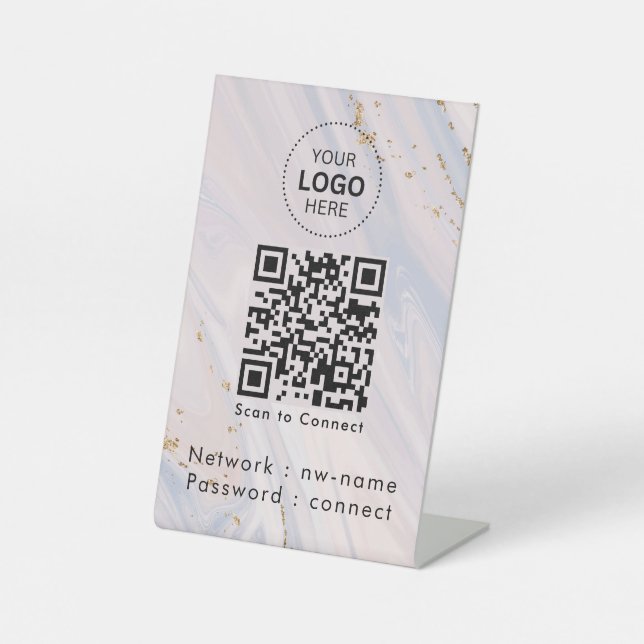 Signe De Table Réseau WiFi | Scannez le code QR pour vous connect (Recto)