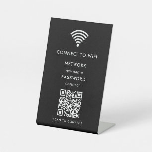 Signe De Table Réseau WiFi   Scannez le code QR pour vous connect