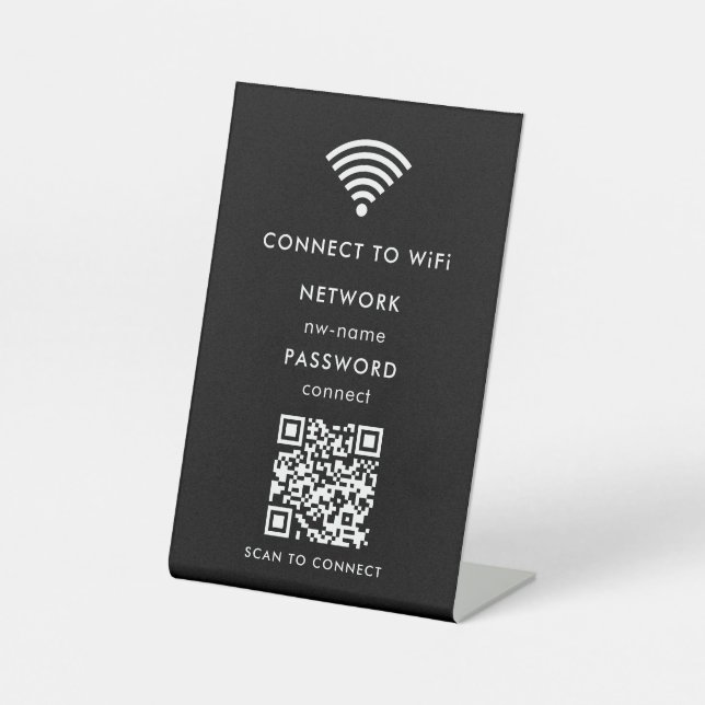 Signe De Table Réseau WiFi | Scannez le code QR pour vous connect (Recto)