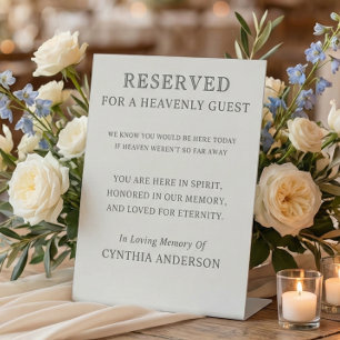 Signe De Table Réservé au mariage mémorial d'un invité céleste