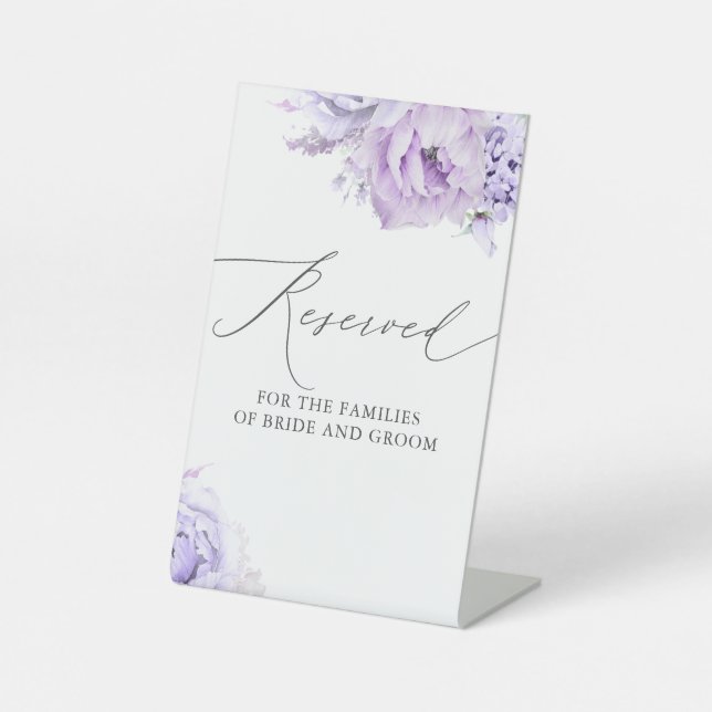 Signe De Table Réservé - Dusty Purple Floral Élégant (Recto)