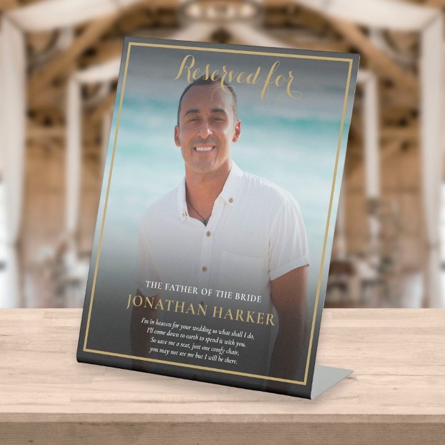 Signe De Table Réservé Enregistrer Un Siège Père De Mariée Photo  (Créateur téléchargé)