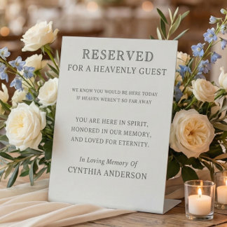 Signe De Table Reserved for Heavenly Guest Wedding Memorial