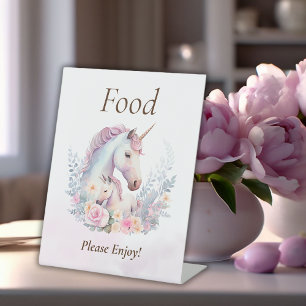 Signe De Table Ressort Unicorne Aquarelle Baby shower Nourriture