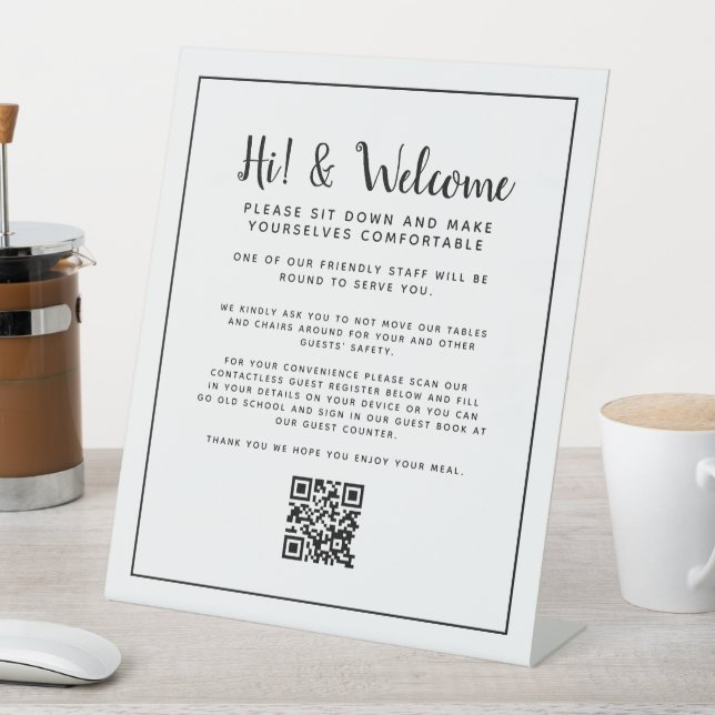 Signe De Table Restaurant de distanciation sociale instruction de (In SItu)