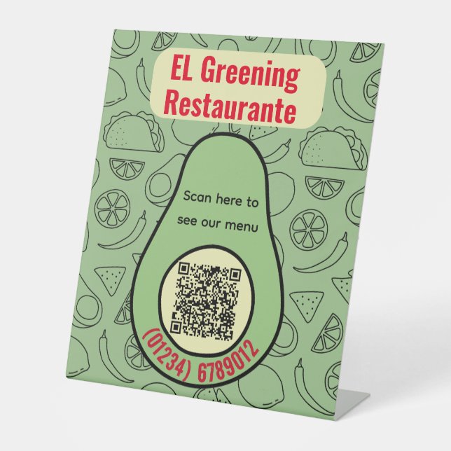 Signe De Table Restaurant mexicain Spanish Avocado Taco QR (Recto)