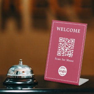 Signe De Table Restaurant moderne Café Menu Code QR Logo