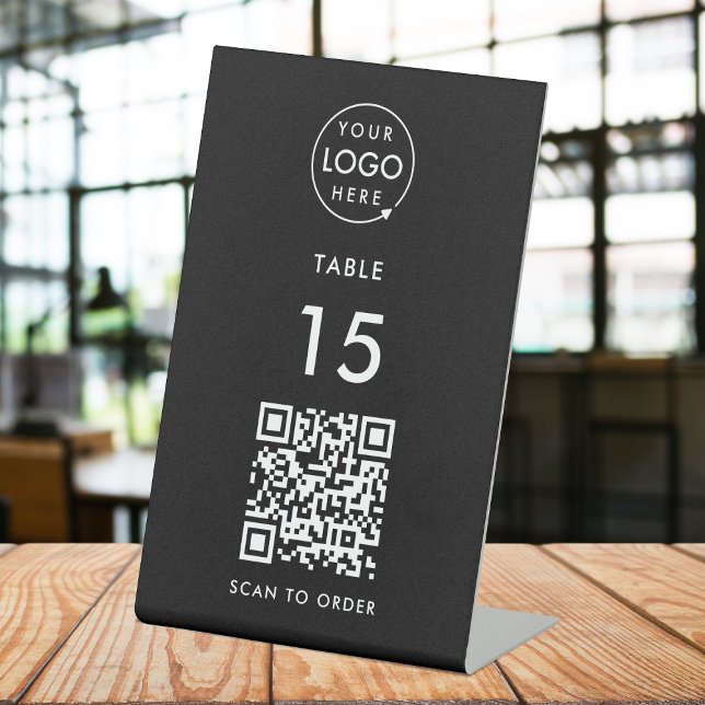 Signe De Table Restaurant QR Code | Numéro de table - Commande d' (Interactive "scan to order" QR code table signs for restaurants, bars, cafes & hospitality events.)