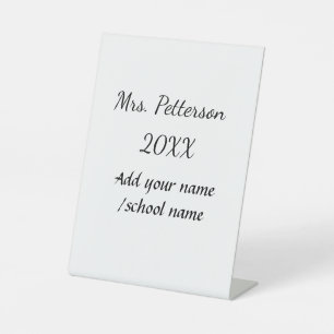 Signe De Table Retour à l'école ajouter nom de l'enseignant année