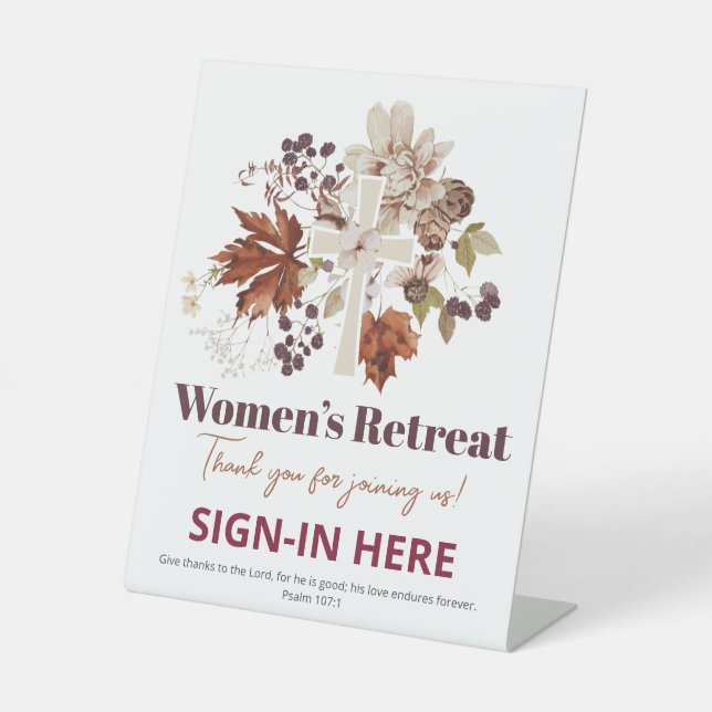 Signe De Table Retraite de femmes florale automnale chrétienne (Recto)