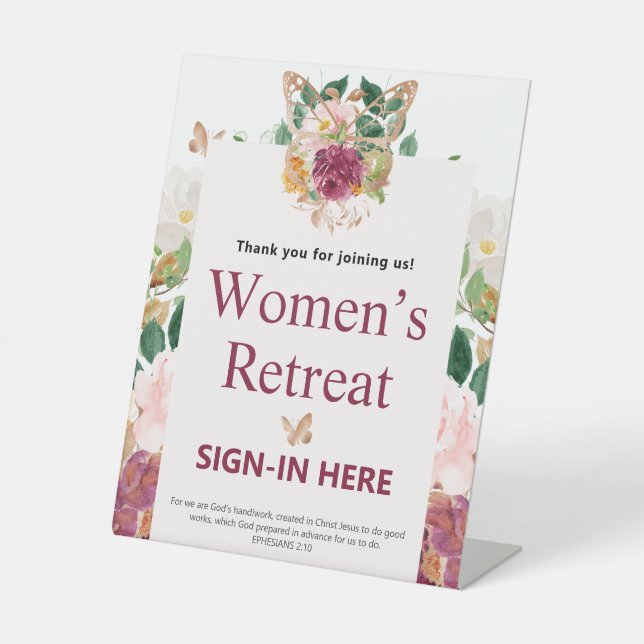 Signe De Table Retraite de femmes florale rose chrétienne (Recto)