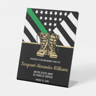 Signe De Table Retraite militaire Ligne verte Drapeau Armée patri