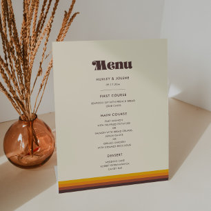 Signe De Table Retro 60s couleurs vintage menu mariage