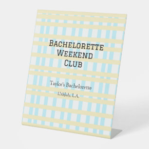 SIGNE DE TABLE RETRO BACHELORETTE WEEKEND CLUB BLUE JAUNE DATE